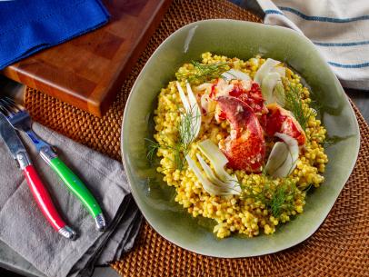 Eric Greenspan’s Vanilla Butter Poached Lobster with Saffron Fregola and Fennel, as seen on Guy’s Ranch Kitchen Season 6.