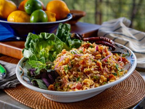 Crispy Coconut Rice with Fermented Sausage and Herbs
