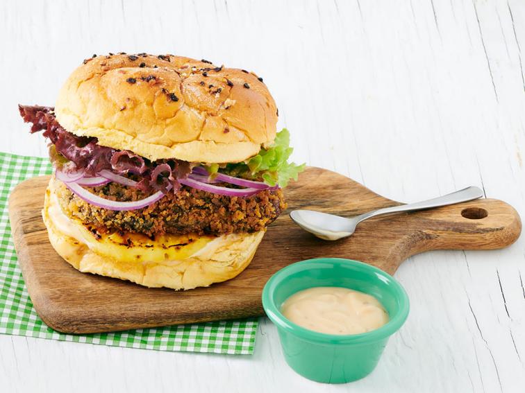 PankoCrusted Portobello Mushroom Burgers Recipe Jeff Mauro Food