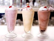 "A trio of milkshakes. Strawberry, vanilla & chocolate. Ummm."