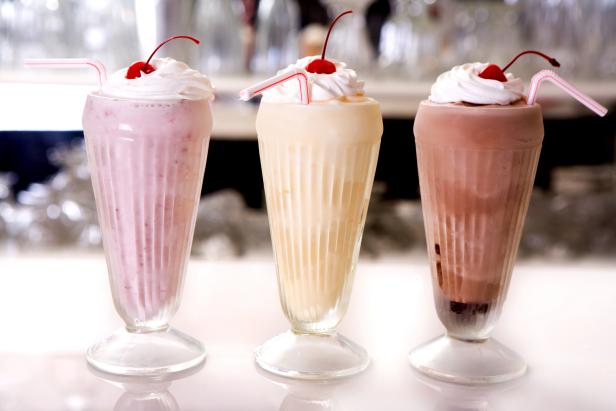 "A trio of milkshakes. Strawberry, vanilla & chocolate. Ummm."