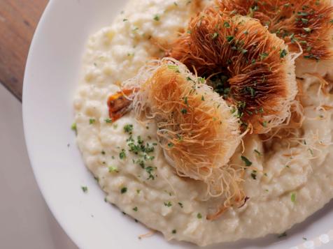 Kataifi Fried Shrimp and Greek Style Grits (Traxana)