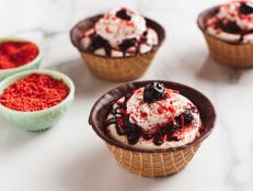 No ice cream maker? No problem. This is ice cream made simple! All you need is a food mixer and your freezer to create a delicious make-ahead dessert, served in edible chocolate-coated bowls.