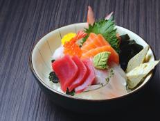 japanese food salmon and tuna sashimi, raw fish