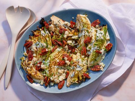 Charred Cabbage with Blue Cheese and Spicy Pecans