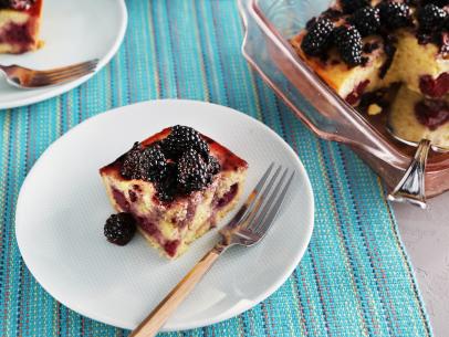 Miss Kardea Brown's Blackberry-Lavender Cornmeal Cake, as seen on Delicious Miss Brown, Season 8.