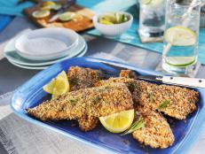 Cousins, you know how I love to have fried "fush" on Fridays, but sometimes I need something a little on the lighter side. That's where this recipe comes in. The crunchiness of the panko and pecan crust on the flounder is convincing enough to think it's been fried &mdash; but it's baked in the oven instead.