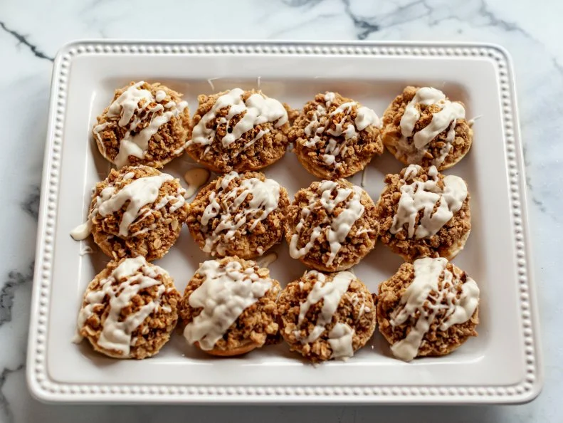 Close-up of Cinnamon Streusel Bagels, as seen on The Pioneer Woman, Season 33.