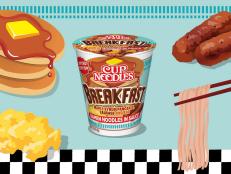 Cup Noodles Breakfast features ramen in a sauce that tastes like pancakes, maple syrup, sausage and eggs.