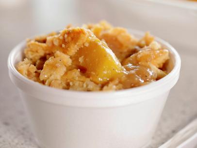 Peach Cobbler, as served by Sister’s of the New South, located in Savannah, Georgia  - as seen on Food Network’s Diners Drive-Ins and Dives, Season 37. 