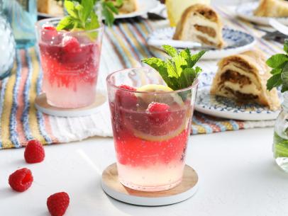 Miss Kardea Brown's Raspberry Ouzo Fizz cocktail, as seen on Delicious Miss Brown, Season 8.