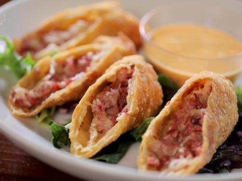 Reuben Egg Rolls with Hot Mustard
