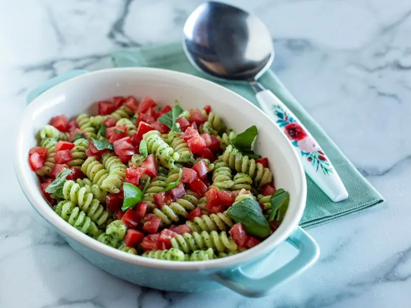 Close-up of A Little Bit of Creamy Pesto Pasta