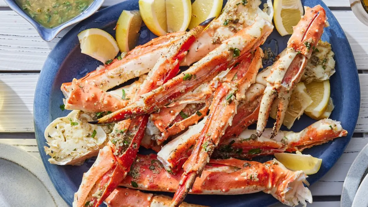 Grilled King Crab Legs with Caesar Butter