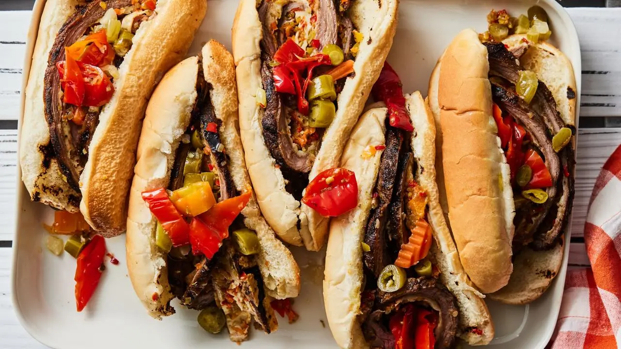 Grilled Giardiniera-Stuffed Steak Sandwich