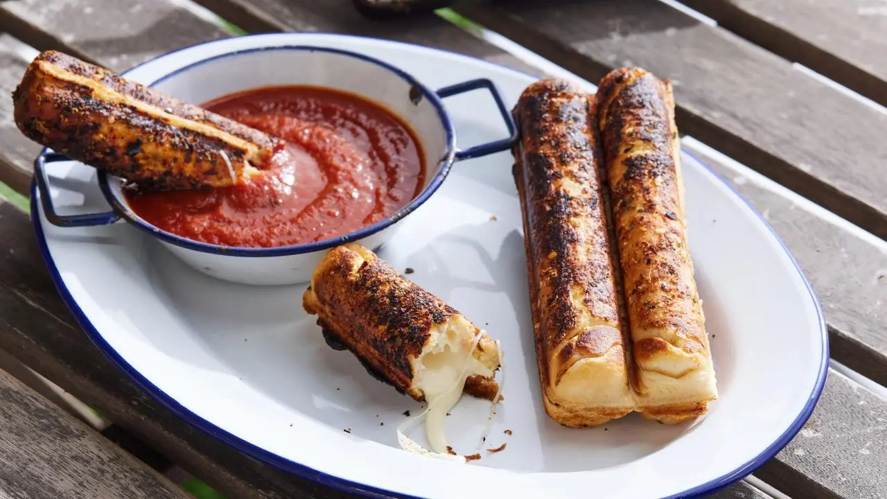 Pie Iron Mozzarella Sticks