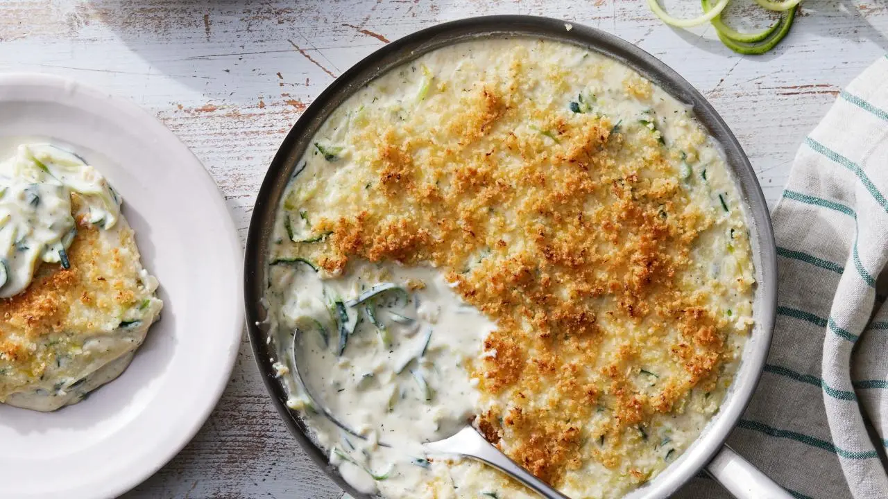 Spiralized Zucchini Gratin