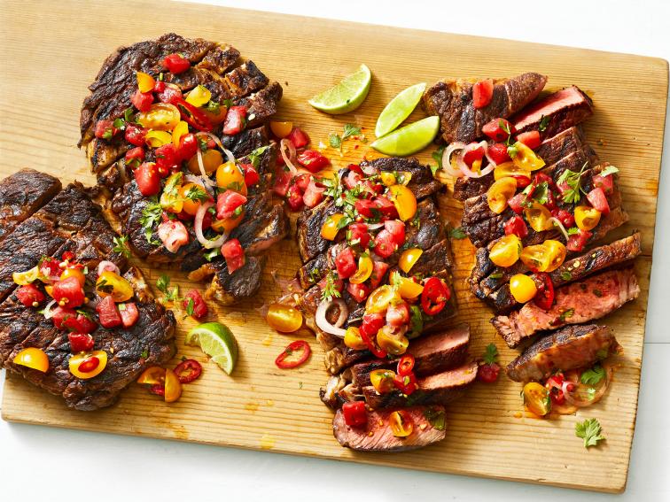 Grilled RibEye Steaks with WatermelonTomato Salsa Recipe Food