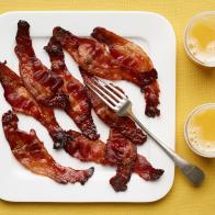 Alex Guarnaschelli's Candied Bacon for the Break the Rules Breakfast episode of The Cooking Loft, as seen on Food Network.