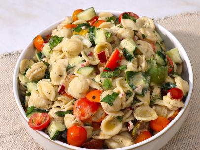 Pasta Salad, as seen on Symon's Dinners Cooking Out, Season 4.