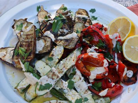 Grilled Summer Vegetables with Tahini Dipping Sauce