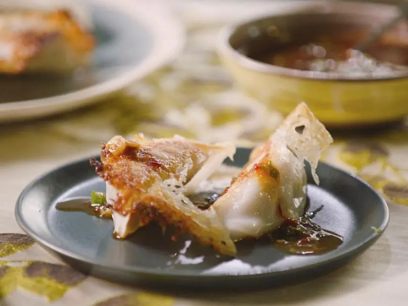 Pork Dumplings with Crispy Skirt Recipe Geoffrey Zakarian Food Network
