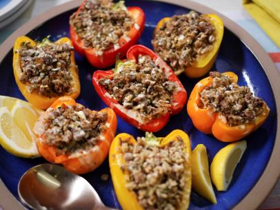 Sunny Anderson's Easy Rice and Lamb Stuffed Peppers Beauty, as seen on The Kitchen, Season 34.