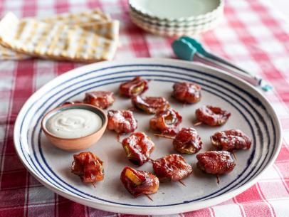 Close-up of Spicy Bacon Pickle Bites, as seen on The Pioneer Woman, season 34.