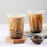 Boba milk tea or Taiwan milk tea with bubble on white background