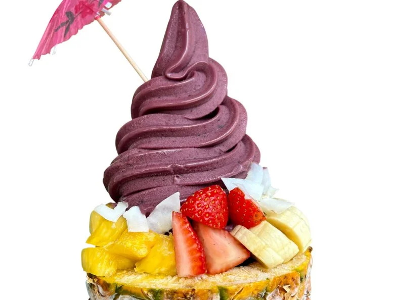 Over-the-Top treat from HAWAII. Aloha Açai Bowl. Makani’s Magic Pineapple Shack in Hilo serves this amazingly smooth açai from a soft-serve machine.