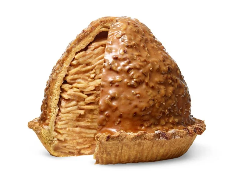 Over-the-Top treat from MISSOURI. Levee High Caramel Apple Pie. Apple slices stacked in a container get flipped over into a crust to make this showstopper at The Blue Owl Bakery in Kimmswick.