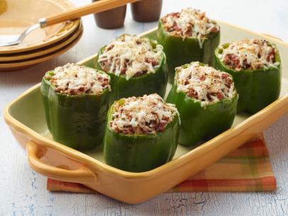 Food Network Kitchen’s Stuffed Green Peppers as seen on Food Network.
