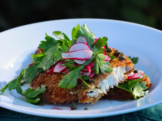 Fluke Milanese with Piccata Sauce Recipe | Michael Symon | Food Network