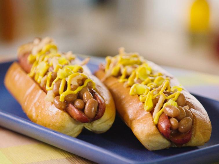 Sweet & Smoky Baked Bean Dog Recipe | Jeff Mauro | Food Network