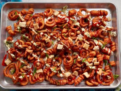 Beauty shot of Molly Yeh's Spicy Blizzard Fries, as seen on Girl Meets Farm Season 13