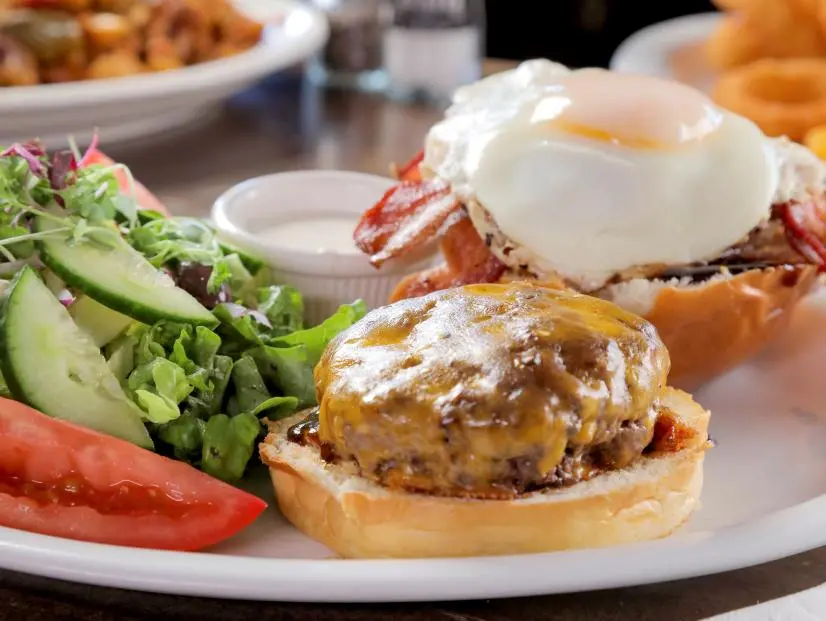 The Pot of Gold Burger, as served by Patrick’s Roadhouse, located in Santa Monica, CA, as seen on Triple D Nation, Season 5.