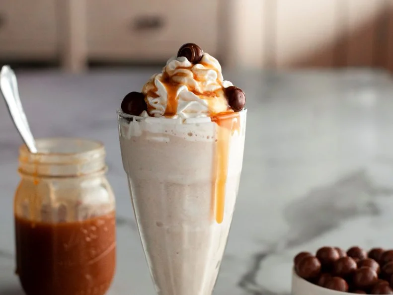 Close-up of Boozy Blended Root Beer Float, as seen on The Pioneer Woman, Season 34.