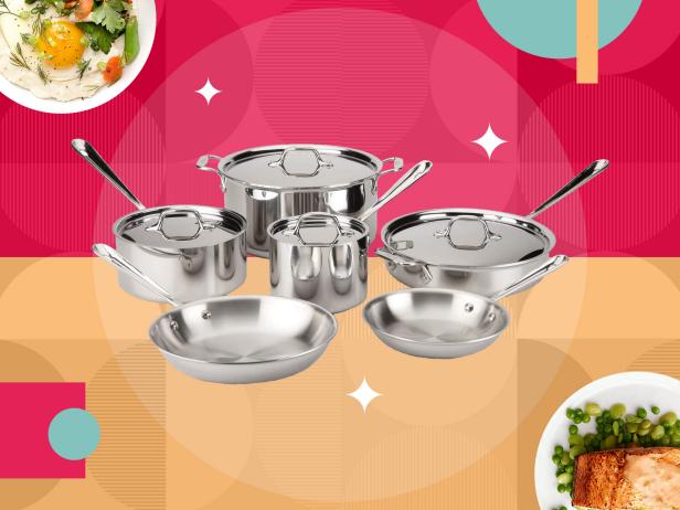 All-Clad Copper Core 5-Ply Stainless Steel Cookware Set 10 Piece Induction  Oven Broiler Safe 600F Pots and Pans Silver