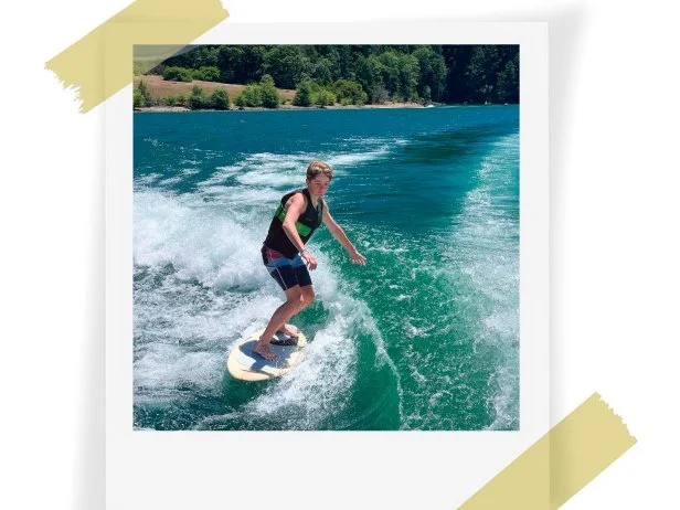 Guy Fieri's family vacations. Ruth Lake, California, 2020.