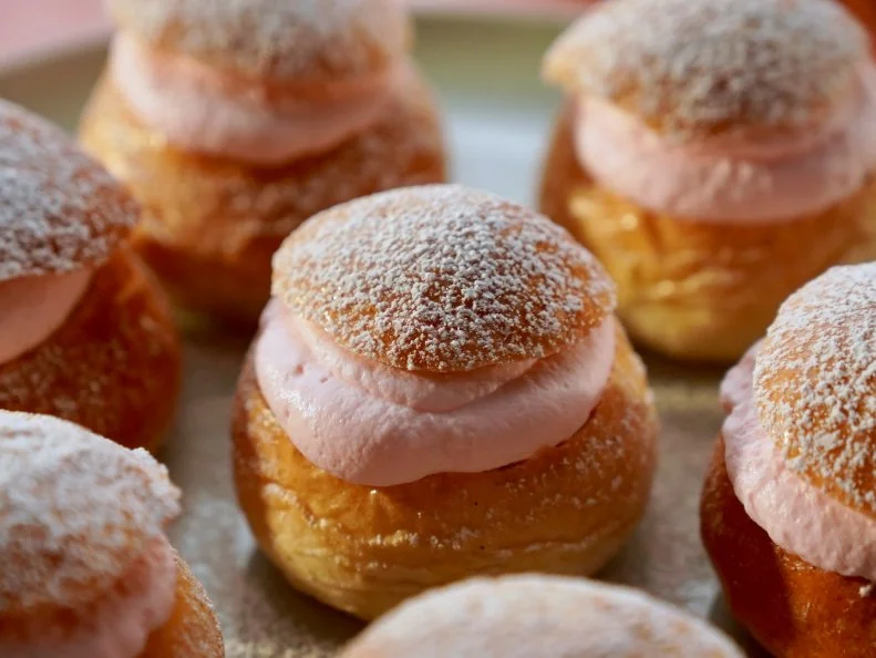 Beauty shot of Molly Yeh's Rose Semlor, as seen on Girl Meets Farm Season 13