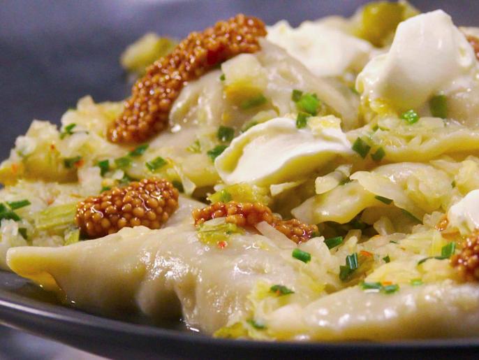Smoked Pork and Sauerkraut Pierogies Recipe Michael Symon Food Network