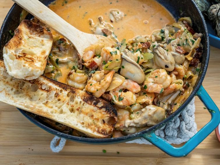 Oyster and Shrimp Pan Roast Recipe Michael Symon Food Network