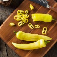 Raw Organic Yellow Banana Peppers Ready to Cut