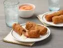Alex Guarnaschelli's Spicy Salami Mozzarella Sticks with Vodka Sauce for the Big Game Party Playbook episode of  The Kitchen, as seen on Food Network.