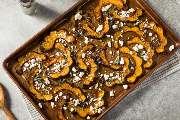 Homemade Roasted Acorn Squash with Sage and Feta