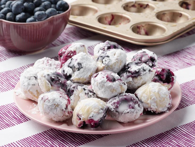Bobby Flay's Blueberry Pancake Bites for the Wake Up Your Sweet Tooth episode of Brunch @ Bobby's, as seen on Food Network.
