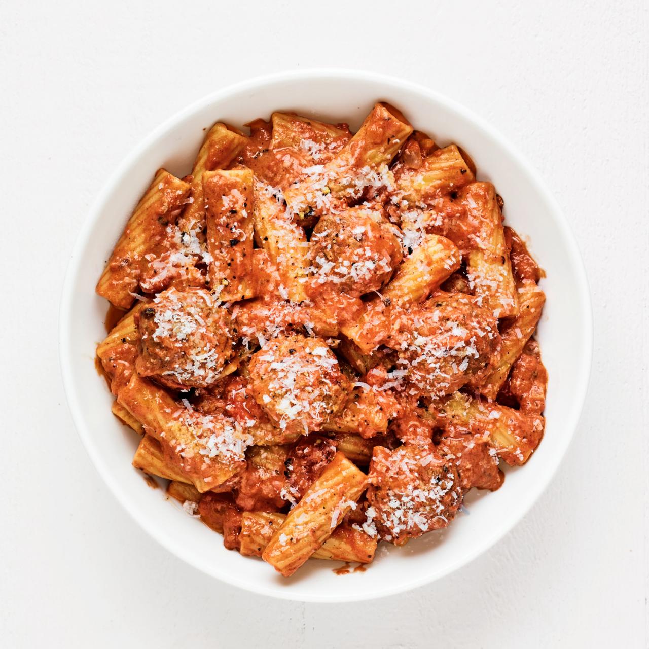 Scolapasta Pasta Shop - Mini mini bed meatballs for our rigatoni with  sautéed eggplant topped with cacioriccotta! 🤤👀 Open from 4 pm to 11 pm  tonight! Scolapasta Pasta Shop 3358 NE 33rd