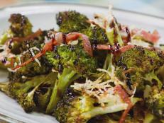 We make roasted broccoli at least twice a week and this is one of my favorite ways to do it. The salami is nice and salty and gets kind of crispy, the Parmesan is melted and toasted, and the balsamic adds both a sweet and tangy moment. Now if only I could get my kid to eat broccoli!
