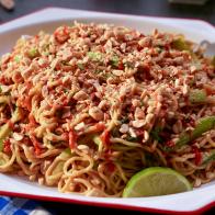 Beauty of Moll Yeh's Bok Choy Peanut Noodles, as seen on Girl Meets Farm Season 13