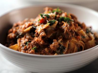 Tagliatelle Bolognese, as served by Black Market Liquor Bar, located in Studio City, California, as seen on Diners Drive-Ins and Dives, Season 38.